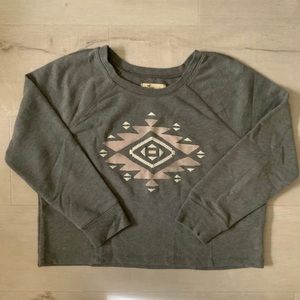 HOLLISTER TRIBAL PRINT CROPPED SWEATER